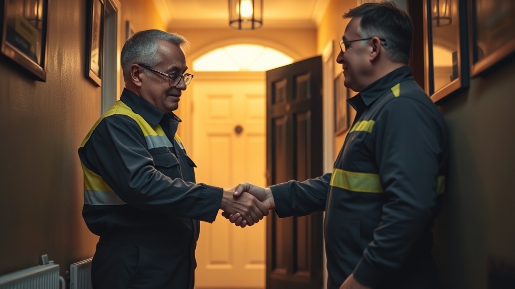 Engineer shaking hands with a Whetstone homeowner after locating their leak
